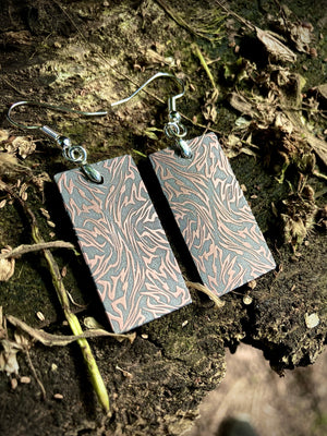 Copper Acanthus Mosaic Damascus Earrings